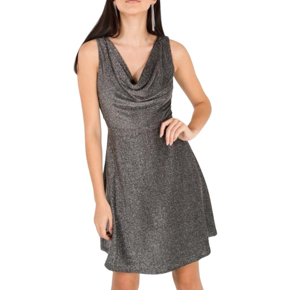 Lauren Ralph Lauren Metallic Scoop Neck Cocktail Dress Holiday Christmas NYE